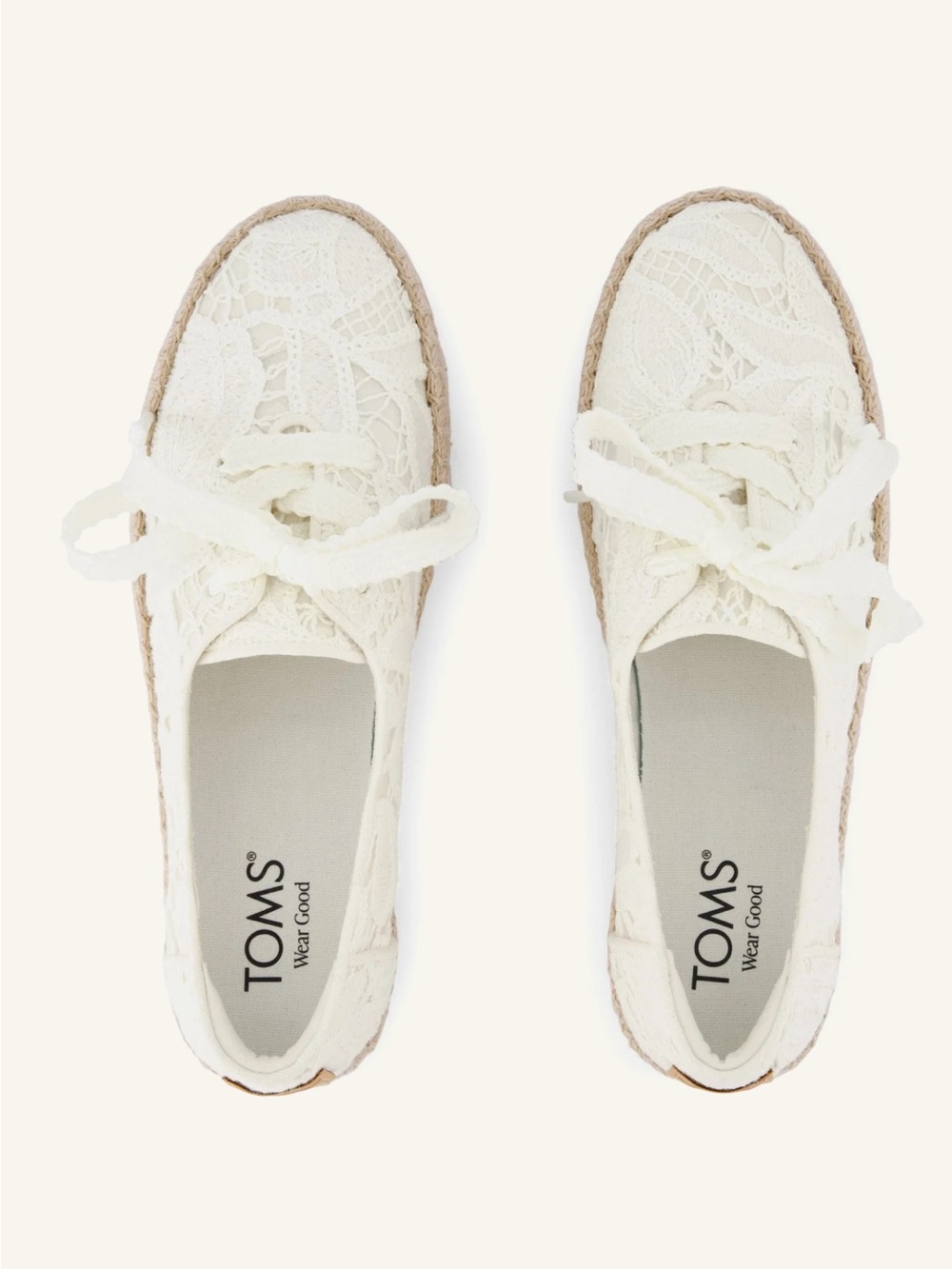 TOMS Lace-Up Cream Espadrille Shoes
